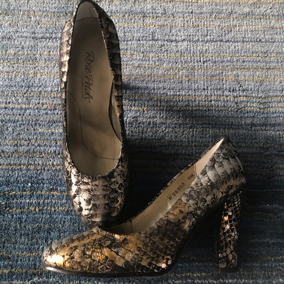 Metallic Snakeskin Heels - Picture 1 of 6